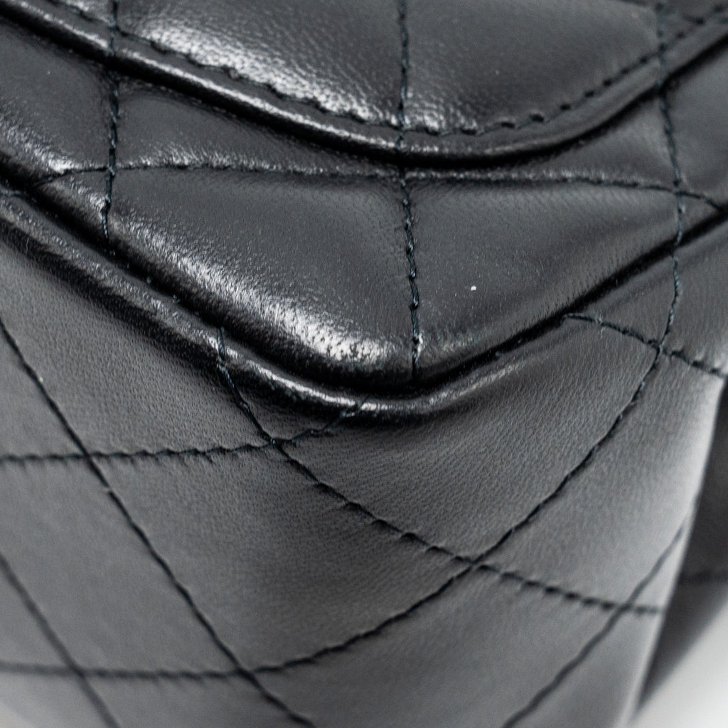 CHANEL MINI SQUARE FLAP BAG LAMBSKIN BLACK LGHW (MICROCHIP)