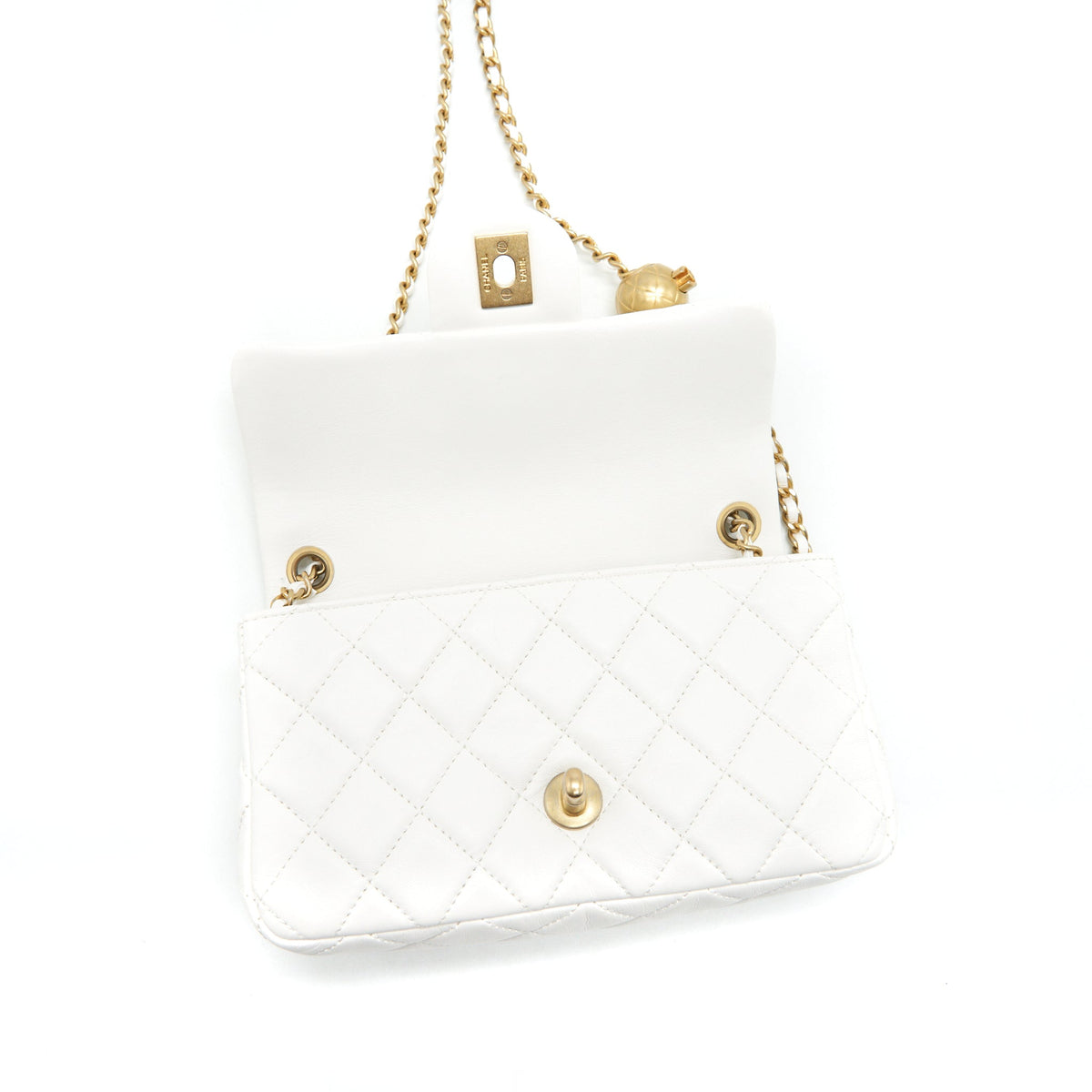 CHANEL PEARL CRUSH RECTANGULAR MINI FLAP BAG WHITE