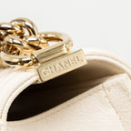 CHANEL MEDIUM BOY BAG CAVIAR WHITE LGHW