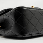 CHANEL 24K PEARL CRUSH MINI RECTANGULAR FLAP BAG SHINY LAMBSKIN BLACK GHW (MICROCHIP)