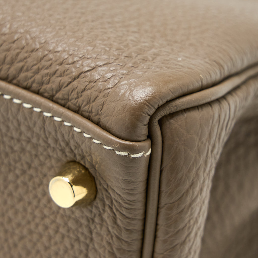 Hermes Kelly 28 Clemence Etoupe GHW Stamp Squared Q
