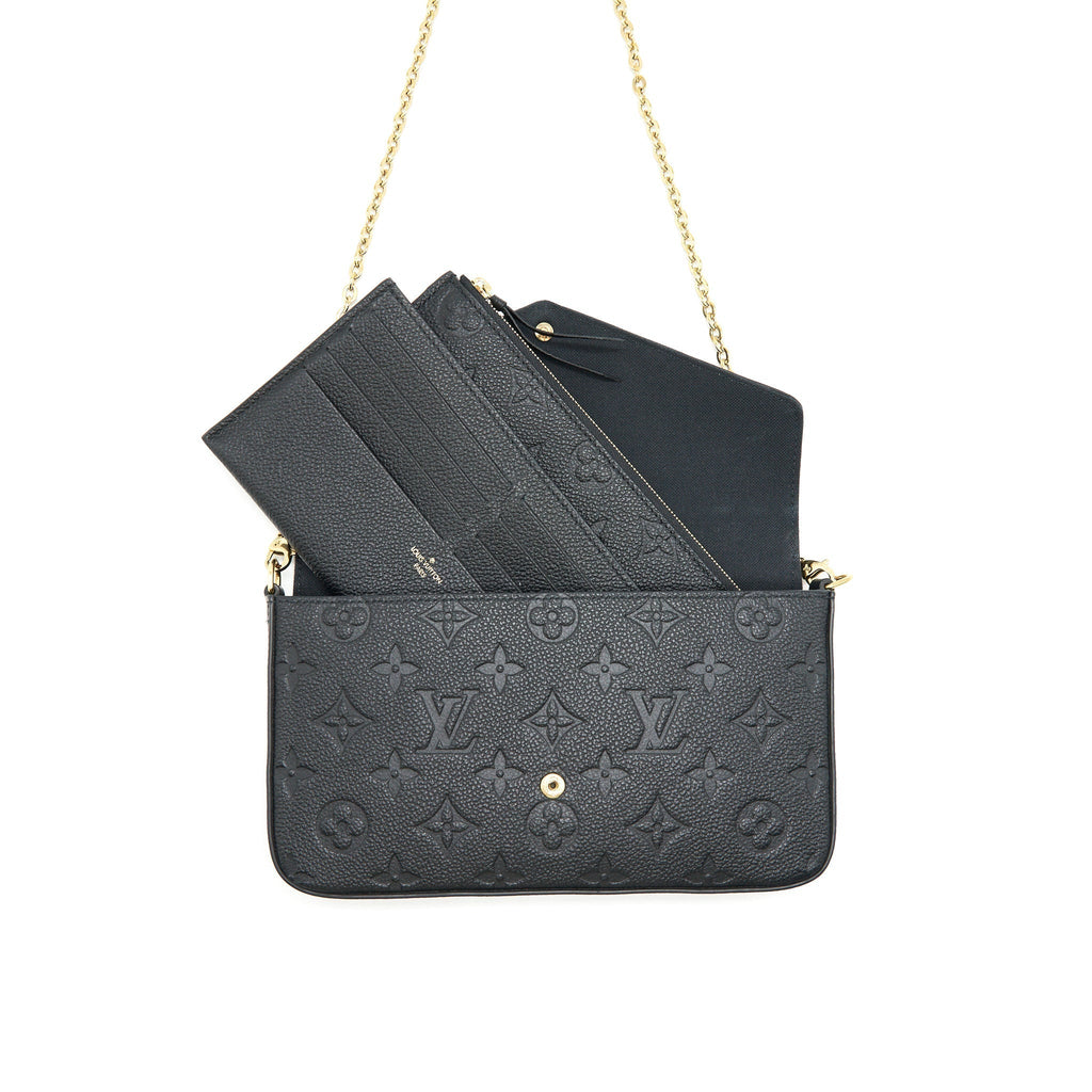LOUIS VUITTON FELICIE POCHETTE MONOGRAM EMPREINTE LEATHER BLACK
