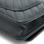CHANEL CHEVRON WALLET ON CHAIN LAMBSKIN BLACK WITH GHW