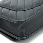 CHANEL CHEVRON WALLET ON CHAIN LAMBSKIN BLACK WITH GHW