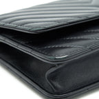 CHANEL CHEVRON WALLET ON CHAIN LAMBSKIN BLACK WITH GHW
