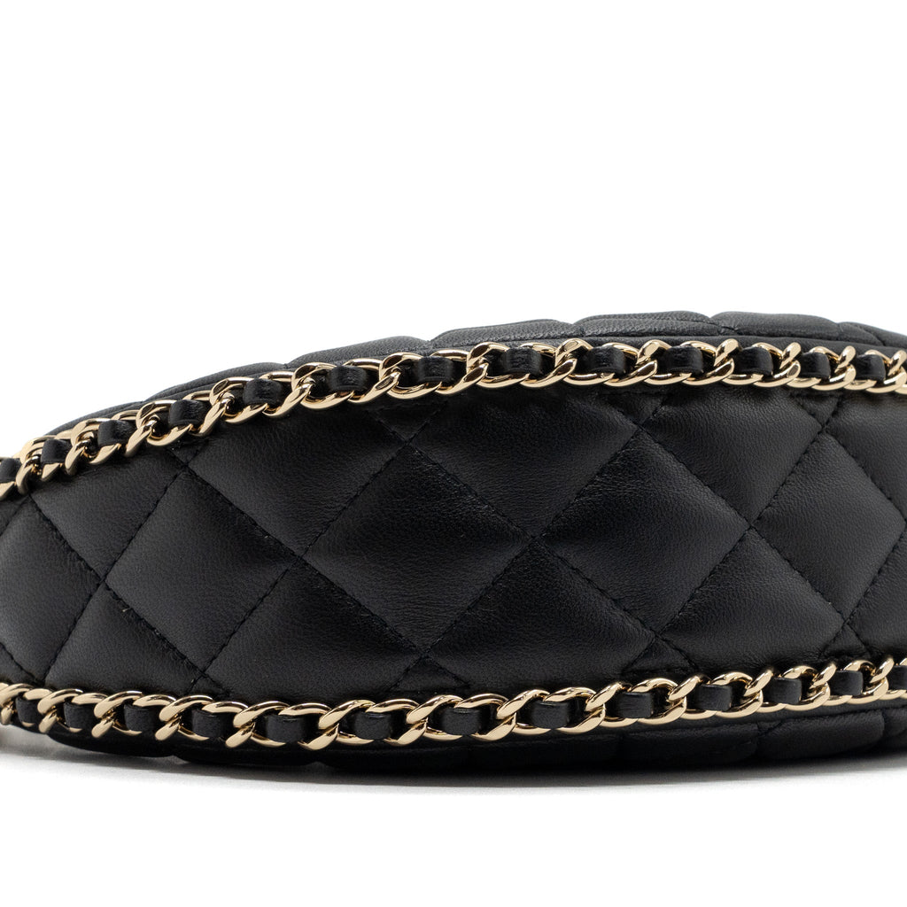 CHANEL SMALL MOON HOBO BAG LAMBSKIN BLACK LGHW (MICROCHIP)