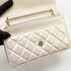 CHANEL WALLET ON CHAIN LAMBSKIN IRIDESCENT IVORY LGHW