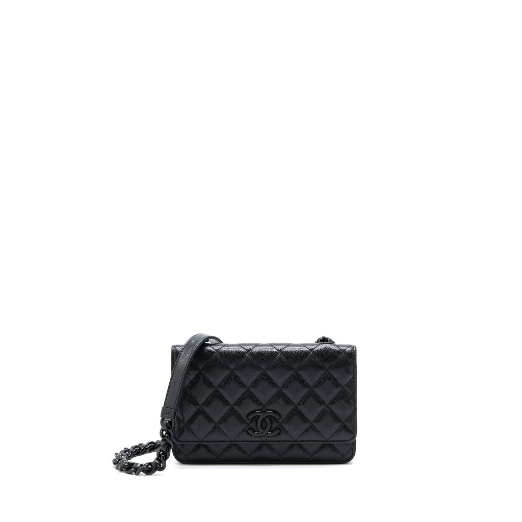 CHANEL QUILTED WALLET ON CHAIN CAVIAR SO BLACK