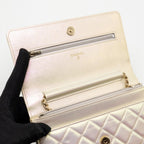 CHANEL WALLET ON CHAIN LAMBSKIN IRIDESCENT IVORY LGHW