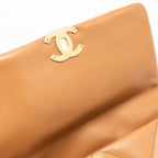 CHANEL LARGE 19 BAG 30CM LAMBSKIN CARAMEL MULTICOLOUR HARDWARE (MICROCHIP)