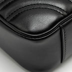 GUCCI MINI GG MARMONT SHOULDER BAG CALFSKIN BLACK GHW