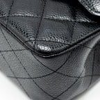 CHANEL MEDIUM CLASSIC DOUBLE FLAP BAG CAVIAR BLACK SHW (MICROCHIP)