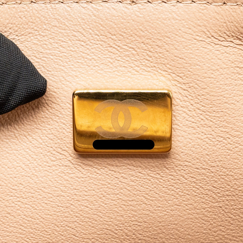 Chanel Top Handle Mini Rectangular Flap Bag Lambskin Beige GHW (Microchip)