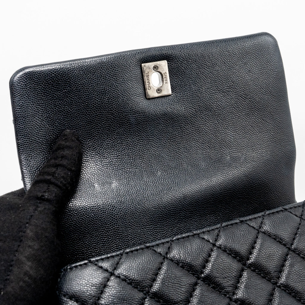 CHANEL SMALL COCO HANDLE CAVIAR BLACK RUTHENIUM HARDWARE