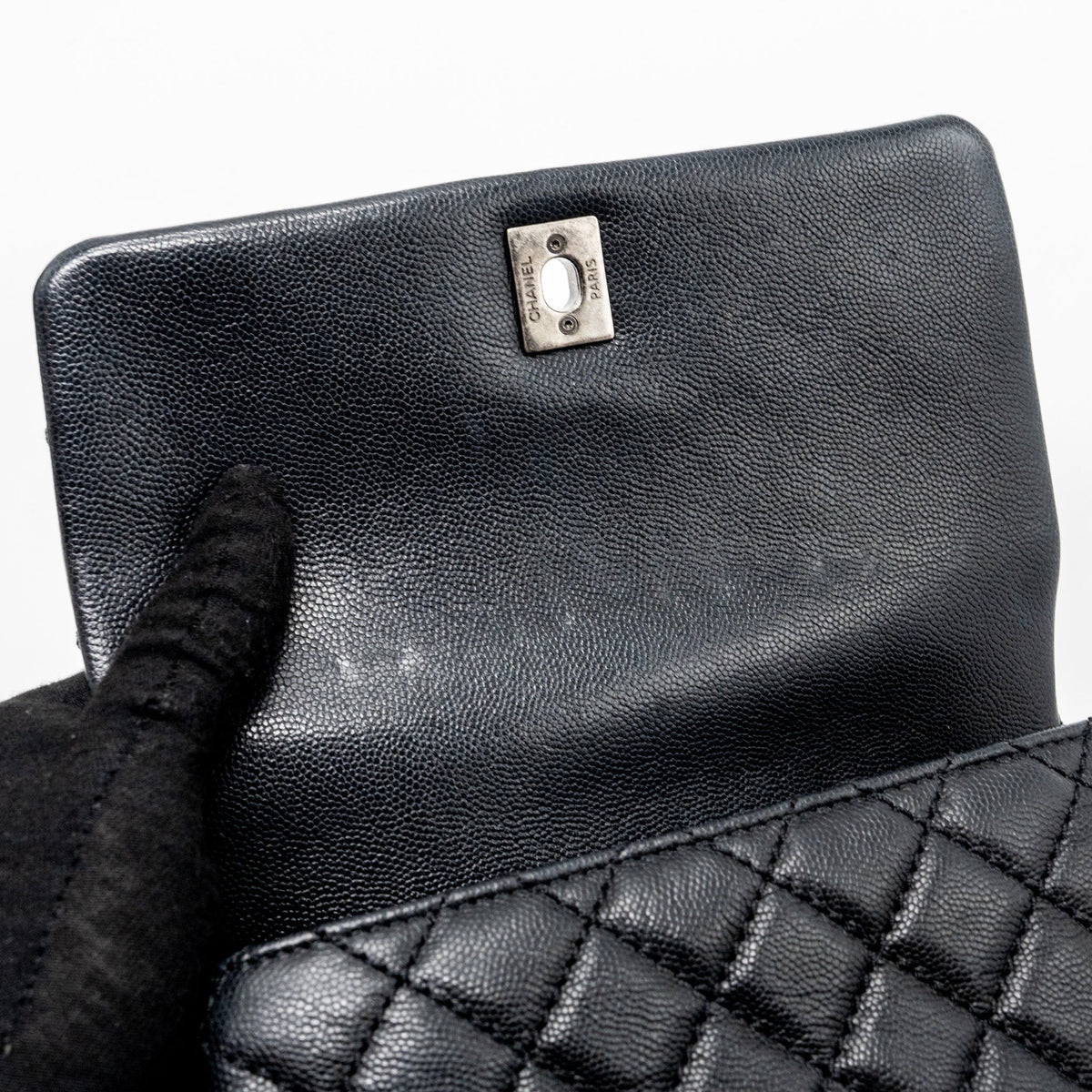 CHANEL SMALL COCO HANDLE CAVIAR BLACK RUTHENIUM HARDWARE