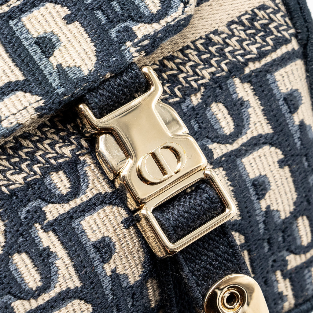 DIOR SMALL DIORCAMP BAG DIOR OBLIQUE EMBROIDERY CANVAS BLUE LGHW