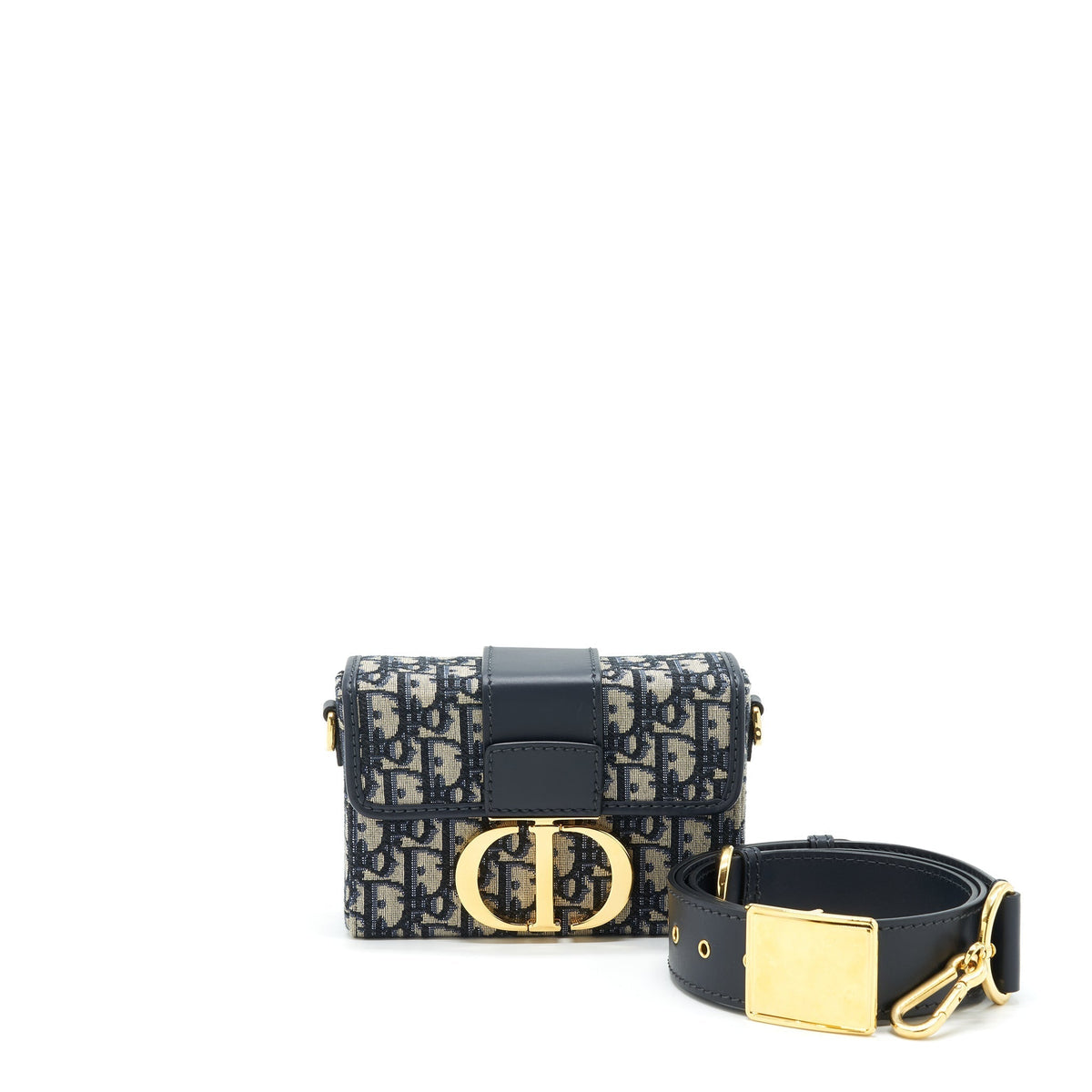 DIOR MONTAIGNE MINI BOX BAG BLUE OBLIQUE GHW