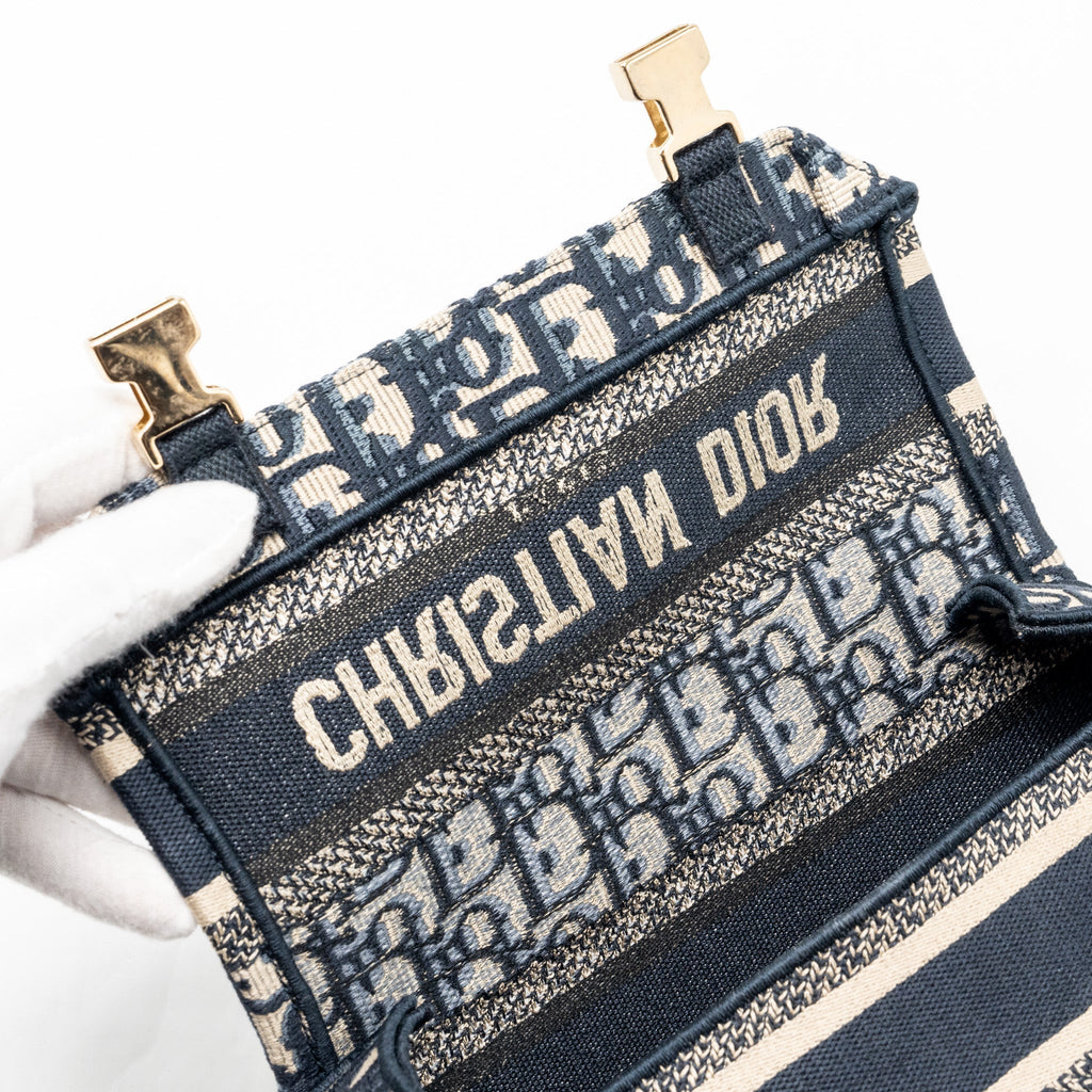 DIOR SMALL DIORCAMP BAG DIOR OBLIQUE EMBROIDERY CANVAS BLUE LGHW