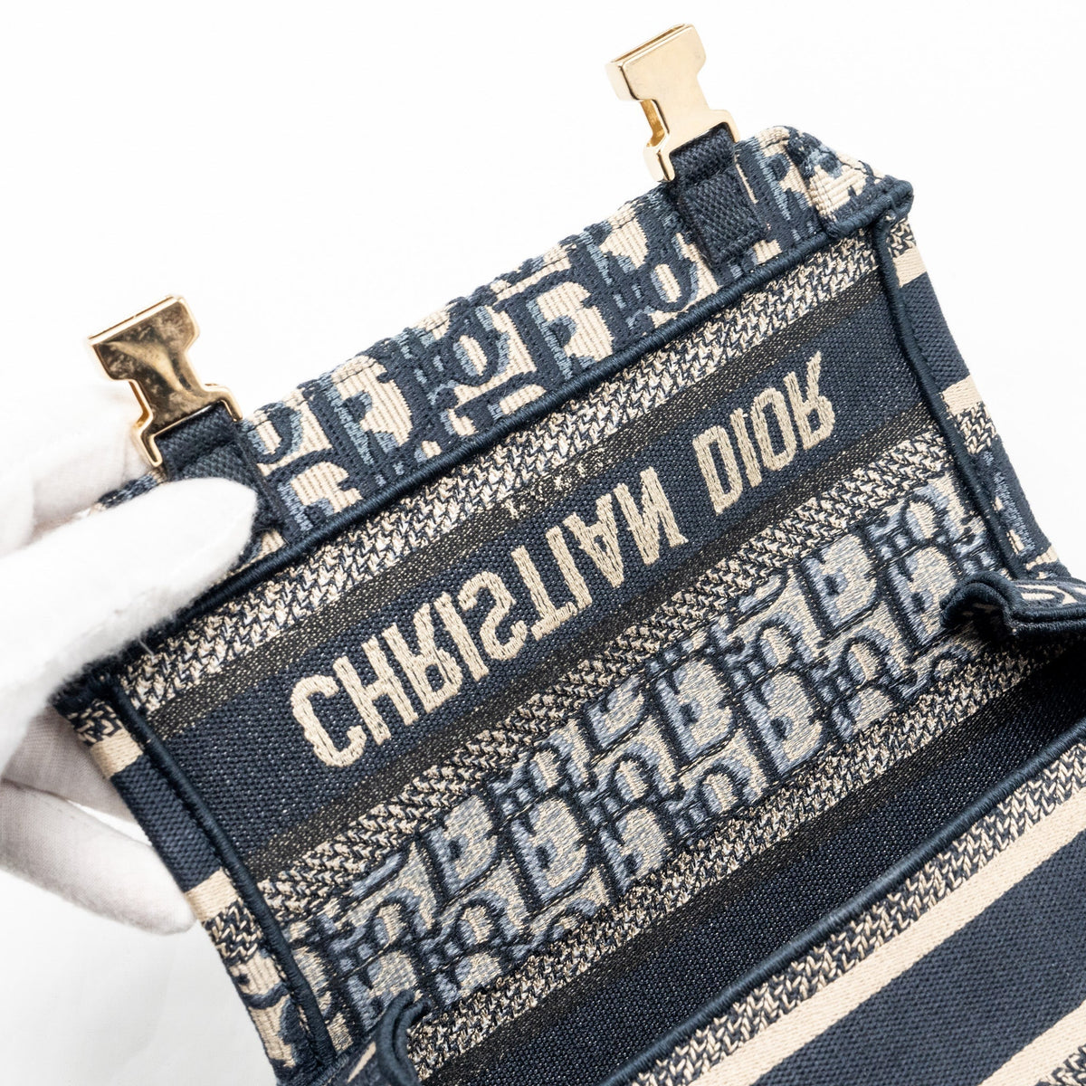 DIOR SMALL DIORCAMP BAG DIOR OBLIQUE EMBROIDERY CANVAS BLUE LGHW