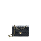CHANEL SMALL CLASSIC DOUBLE FLAP BAG CAVIAR BLACK GHW (MICROCHIP)