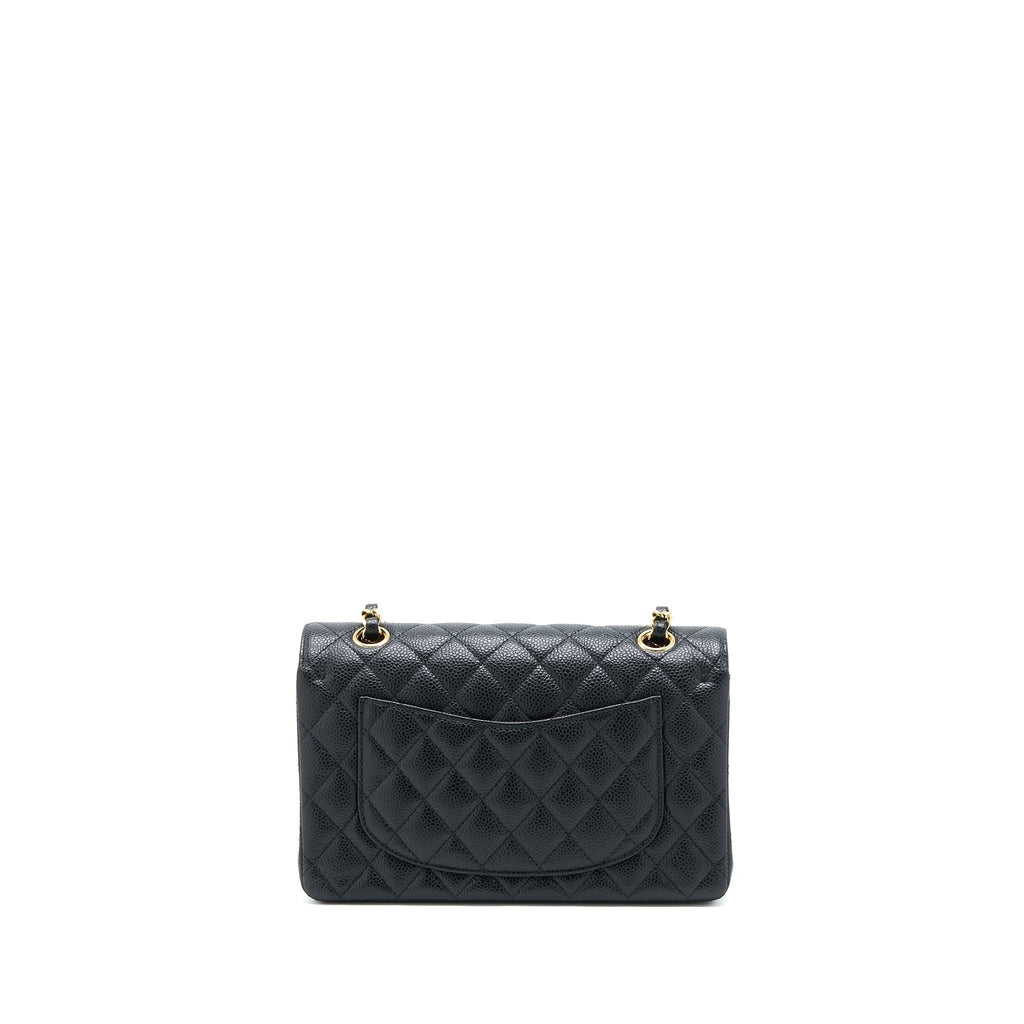 CHANEL SMALL CLASSIC DOUBLE FLAP BAG CAVIAR BLACK GHW (MICROCHIP)
