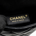 Chanel letter pearl chain mini flap clutch Lambskin black LGHW