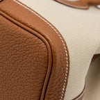 HERMES GARDEN PARTY 30 TOILE MILITARIES CANVAS / NEGONDA BETON / GOLD SHW