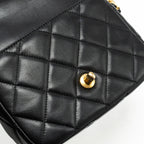 CHANEL MY PERFECT MINI FLAP BAG WITH PEARL CHAIN LAMBSKIN BLACK GHW (MICROCHIP)