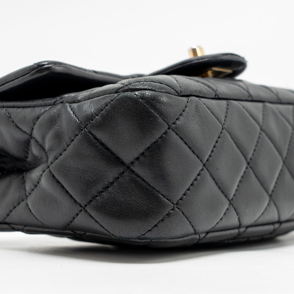 CHANEL PEARL CRUSH MINI RECTANGULAR FLAP BAG LAMBSKIN BLACK GHW