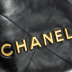 CHANEL MINI 22 BAG SHINY CALFSKIN BLACK GHW (MICROCHIP)