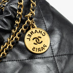 CHANEL MINI 22 BAG SHINY CALFSKIN BLACK GHW (MICROCHIP)