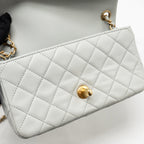 CHANEL PEARL CRUSH MINI RECTANGULAR FLAP BAG LAMBSKIN GREY GHW (MICROCHIP)