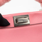 Fendi Mini Peekaboo No Maniglia Bag Nappa Leather Pink SHW with Pink Shearling and Clear Acrylic Replacement Top Handles (Sell in Set)