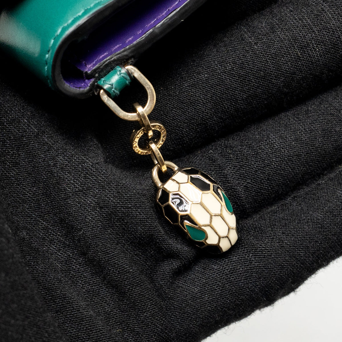 Bvlgari serpenti compact card holder leather green/purple LGHW