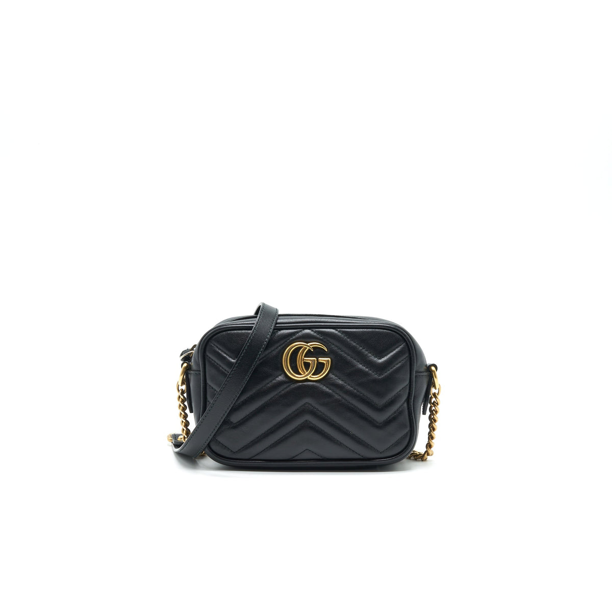 GUCCI GG MARMONT MINI CAMERA BAG BLACK GHW