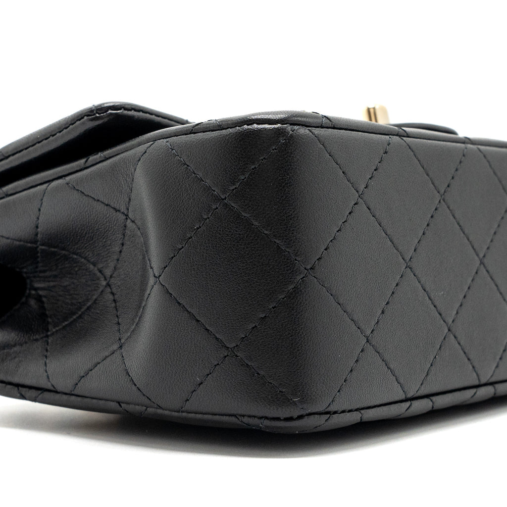CHANEL TOP HANDLE MINI RECTANGULAR FLAP BAG LAMBSKIN BLACK LGHW(MICROCHIP)