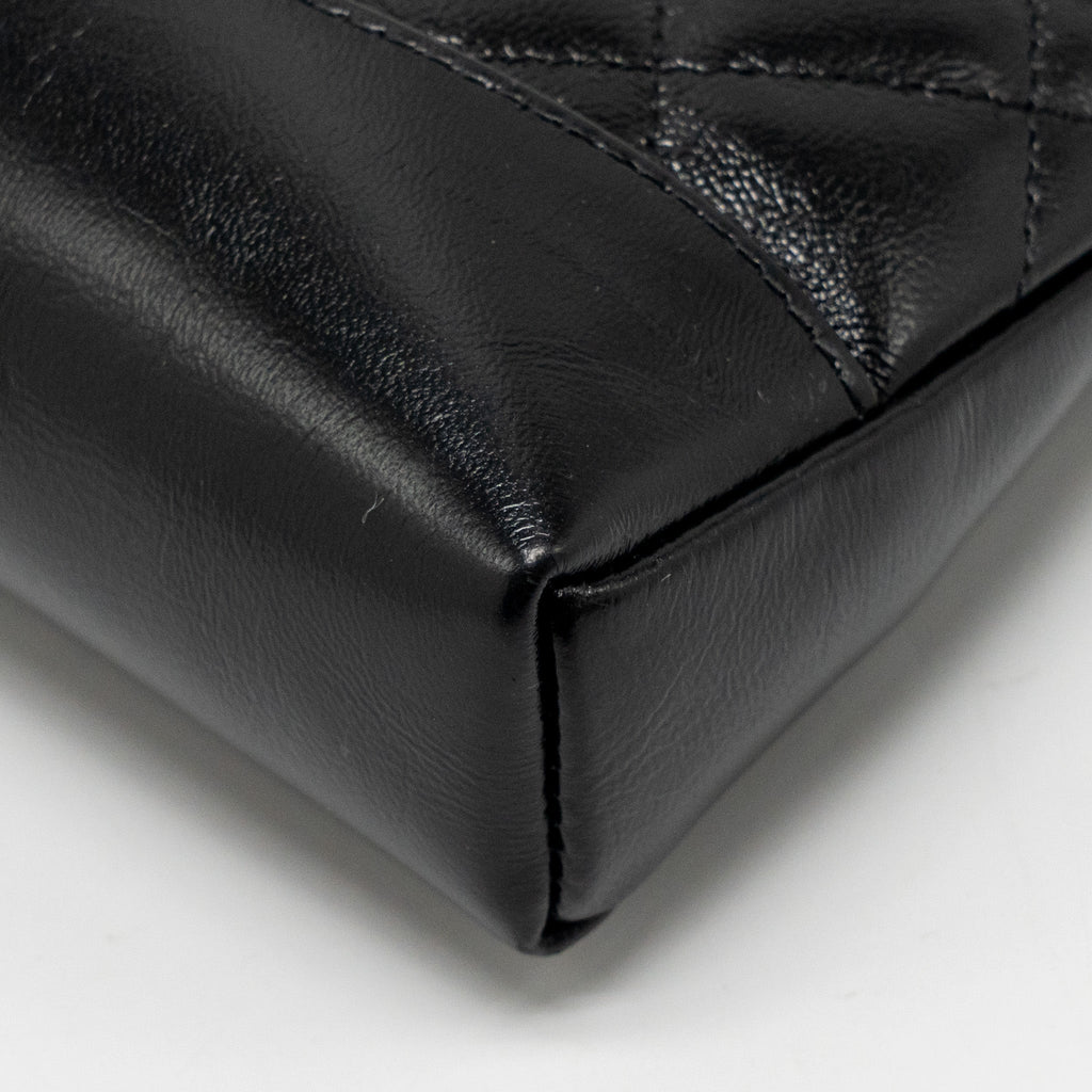 CHANEL MINI 31 CLUTCH WITH CHAIN SHINY LAMBSKIN BLACK LGHW (MICROCHIP)