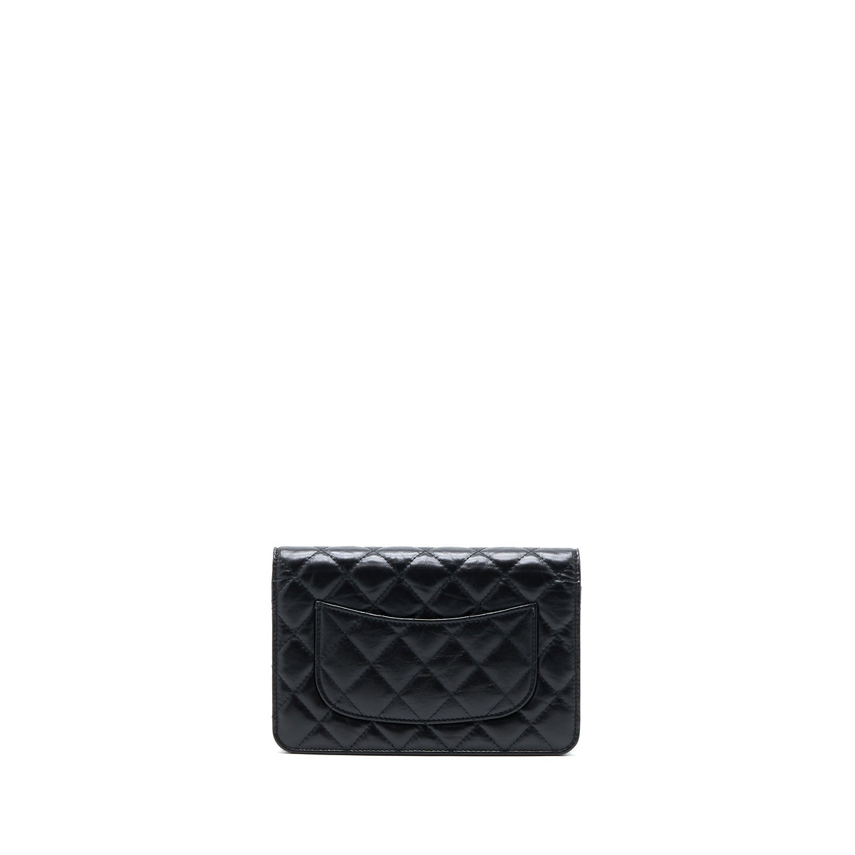CHANEL 2.55 REISSUE WALLET ON CHAIN AGED CALFSKIN BLACK GHW(MICROCHIP)