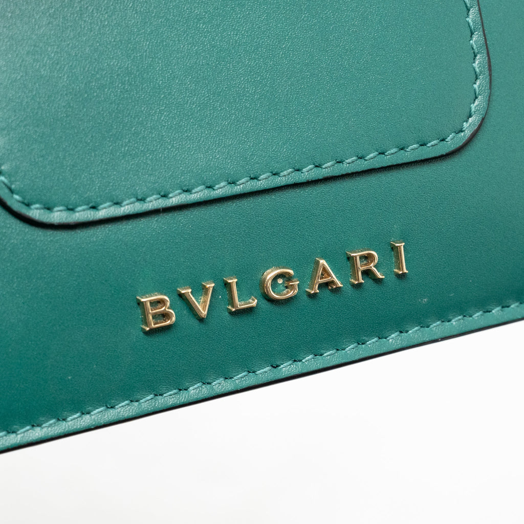 Bvlgari serpenti compact card holder leather green/purple LGHW