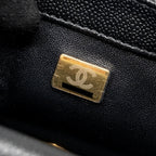 CHANEL 24P COCO LOVE SMALL FLAP BAG ADJUSTABLE CHAIN CAVIAR BLACK BRUSH GHW (MICROCHIP)