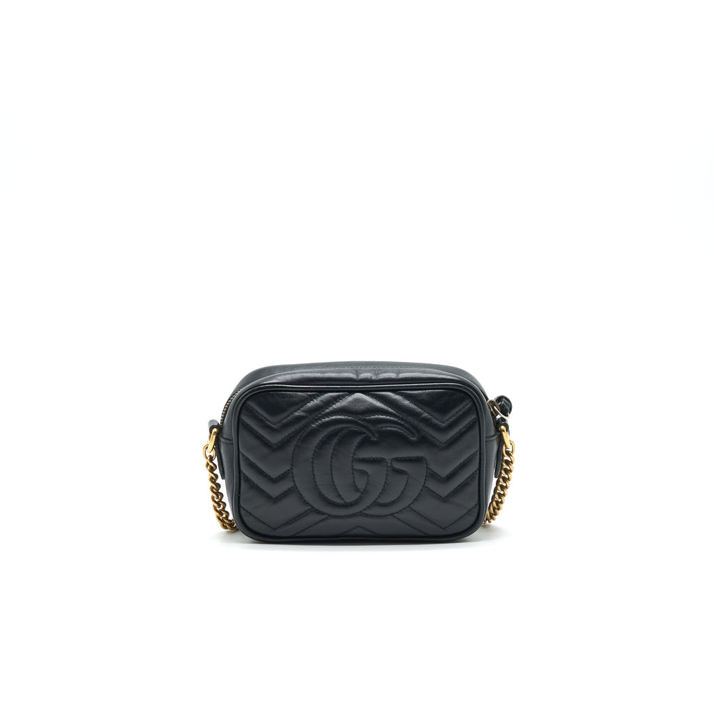 GUCCI GG MARMONT MINI CAMERA BAG BLACK GHW
