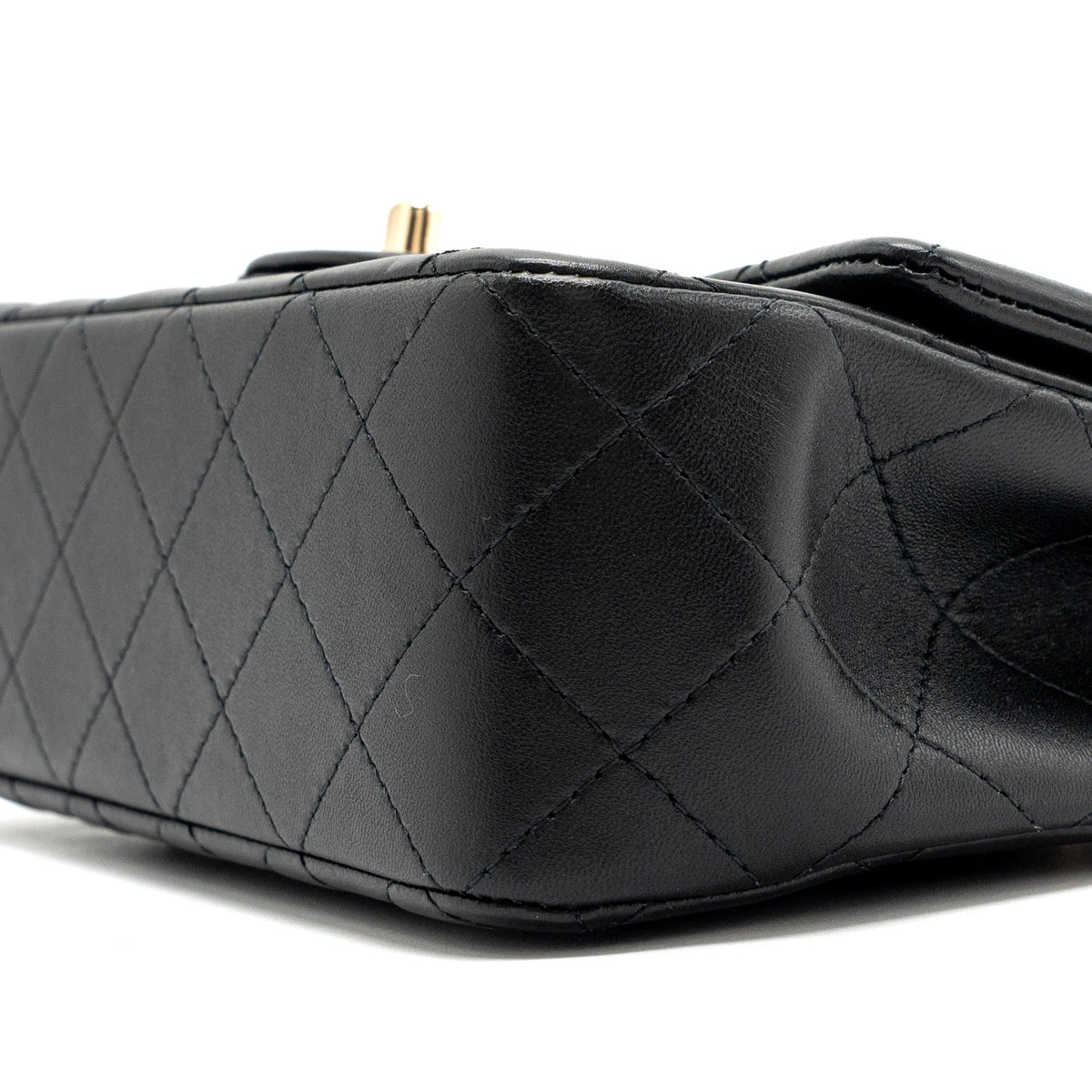 CHANEL TOP HANDLE MINI RECTANGULAR FLAP BAG LAMBSKIN BLACK LGHW(MICROCHIP)