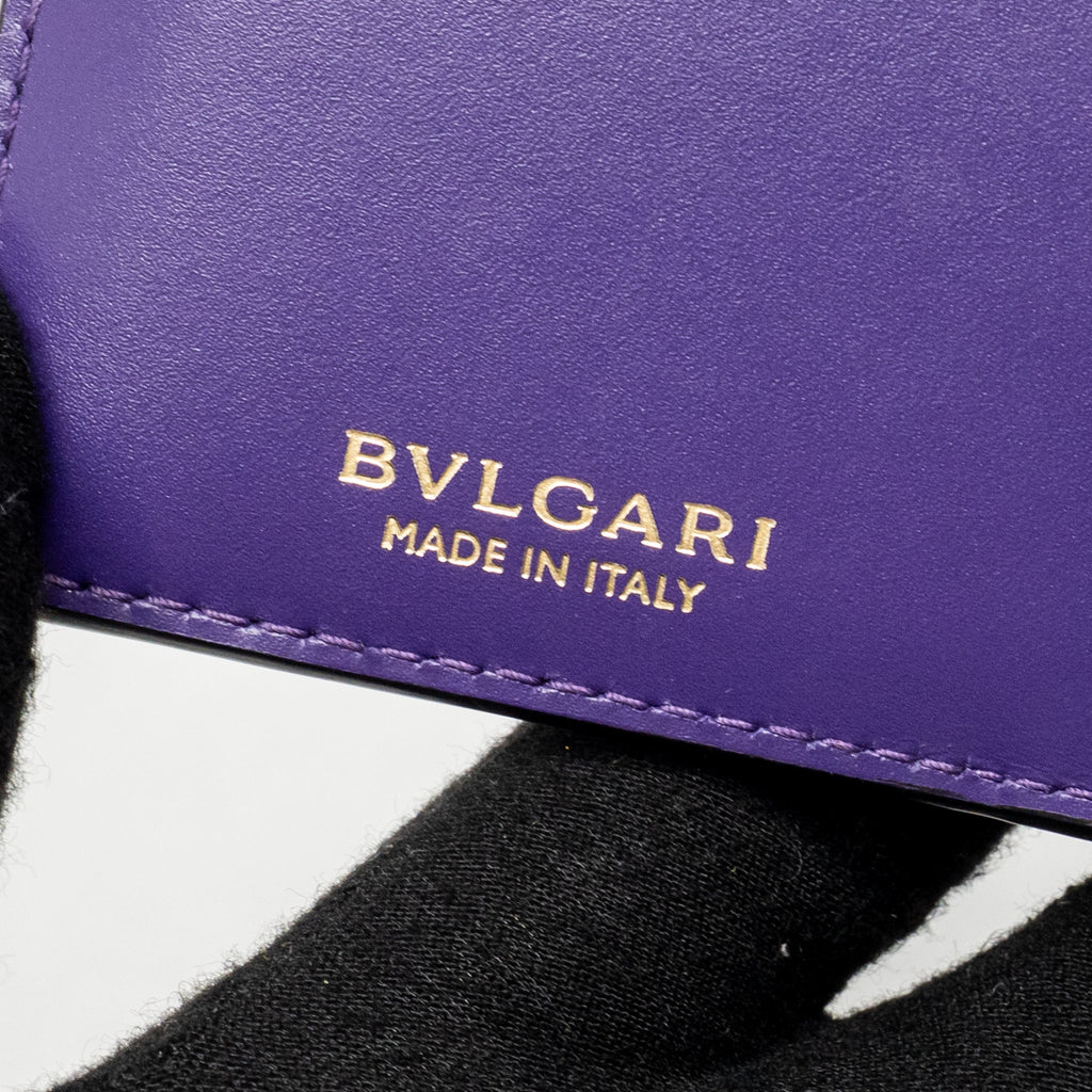 Bvlgari serpenti compact card holder leather green/purple LGHW