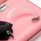 Fendi Mini Peekaboo No Maniglia Bag Nappa Leather Pink SHW with Pink Shearling and Clear Acrylic Replacement Top Handles (Sell in Set)