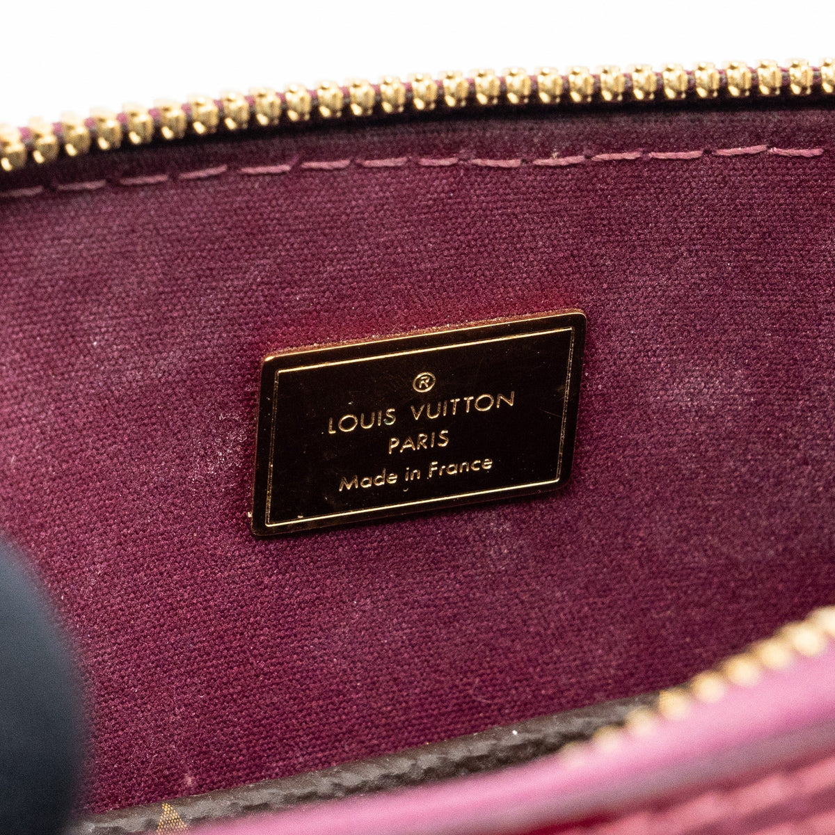 LOUIS VUITTON ALMA BB VERNI MIROIR PATENT DARK PINK GHW