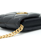 CHANEL 22P VERTICAL MINI FLAP BAG LAMBSKIN BLACK WITH ENAMEL BUCKLE BRUSHED GHW