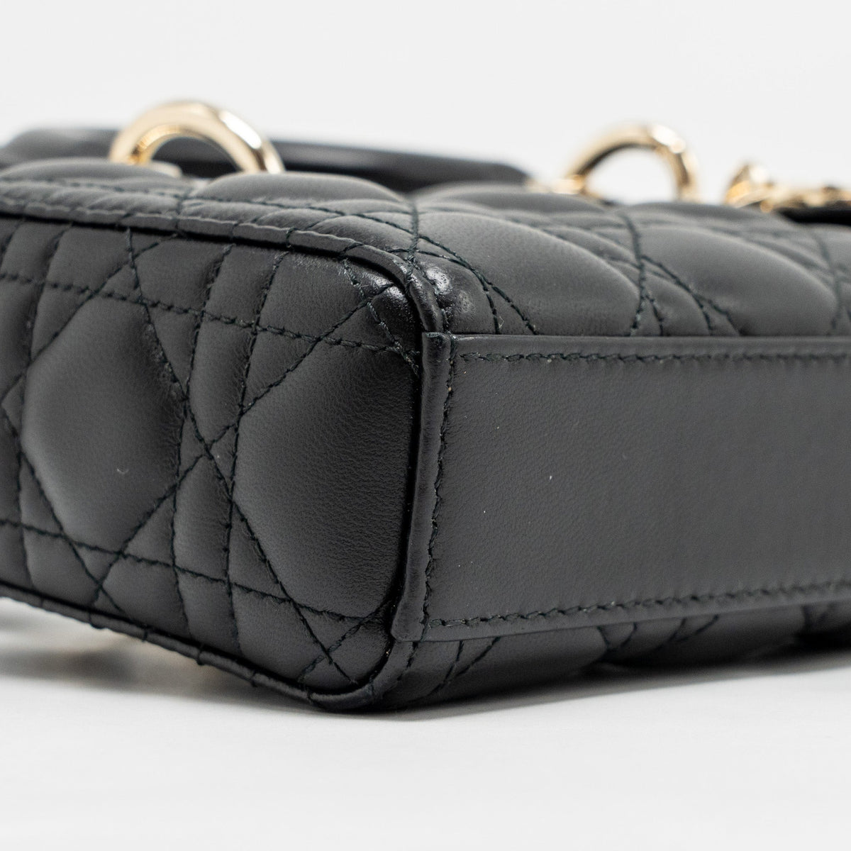 DIOR SMALL LADY D-JOY BAG CANNAGE LAMBSKIN BLACK LGHW