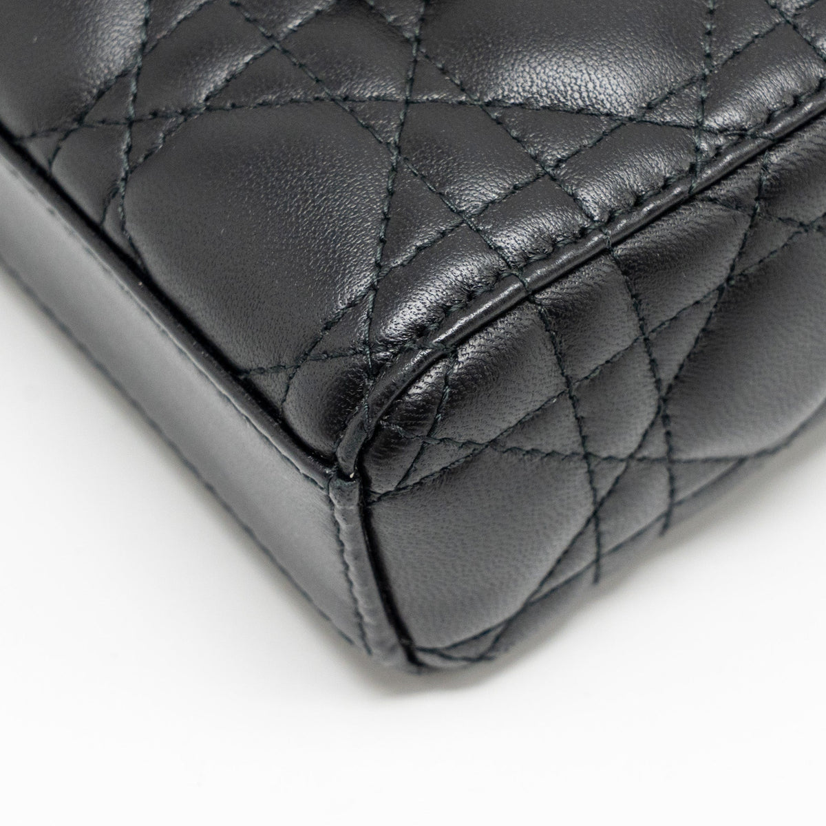DIOR SMALL LADY D-JOY BAG CANNAGE LAMBSKIN BLACK LGHW