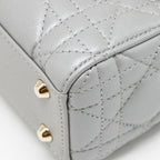 DIOR MINI LADY DIOR LAMBSKIN IRIDESCENT GREY LGHW