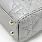 DIOR MINI LADY DIOR LAMBSKIN IRIDESCENT GREY LGHW